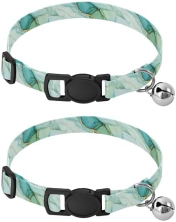 Watercolor Marble Teal Small Dog Collar 2 Pack Adjustable Pet Collar Length 10.6" to 17.1"