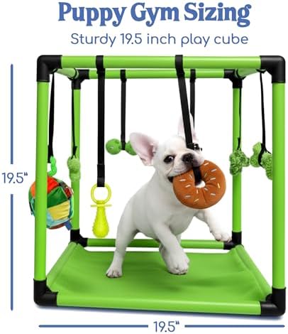 Race&Herd 19.5" Puppy Play Gym — Small Dog Jungle Activity Mat (Lime)