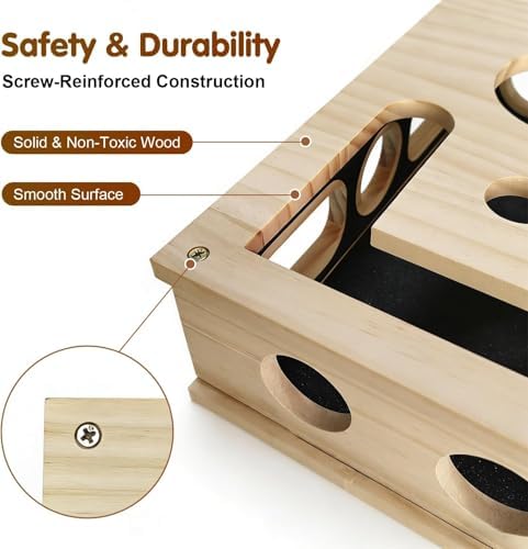 Cat Scratch Puzzle Enrichment Box, Interactive Cat Toy for 3 Balls, Integrated Cat Nail File Scratcher - Stress Free Alternative to Clippers & Grinders for Indoor Cats