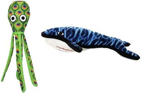 TUFFY® 2 Pack Squid Whale Ultra Durable Plush Dog Toys