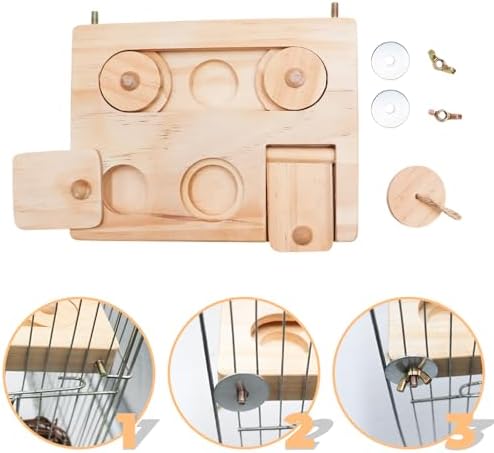 Wooden Bird Foraging Puzzle – Interactive Food Challenge Toy with Sliding Blocks & Locks | Cage-Mounted Enrichment for Budgies, Cockatiels, Conures