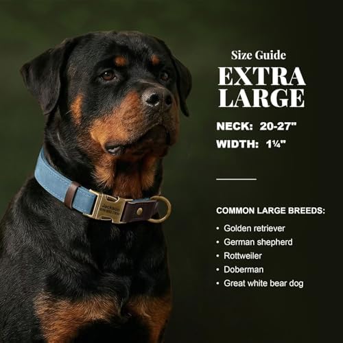 Personalized Dog Collars, Quick Release Buckle, Denim Blue,XL