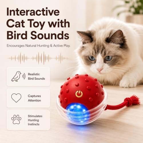 Interactive Rolling Cat Ball, Motion Activated Automatic Cat Toy