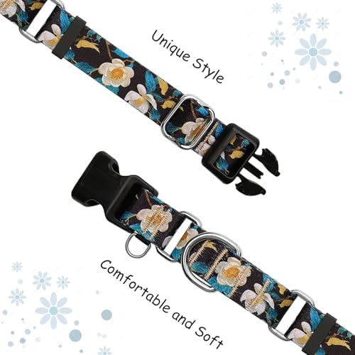 Martingale Collar for Dogs with Buckle No Pull, Golden Floral, M