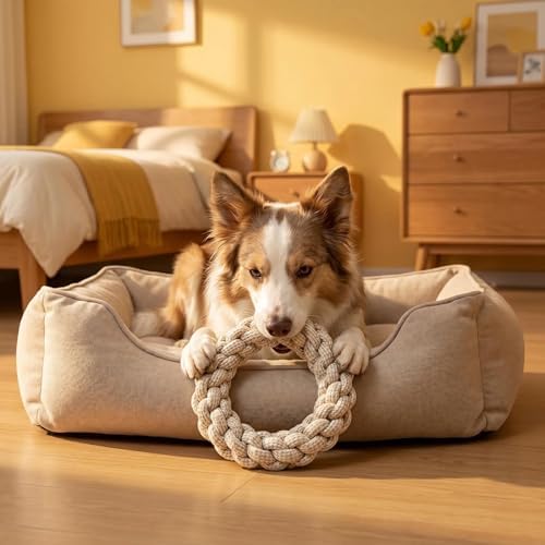 Dog Rope Toys 5 Pack, 100% Natural Cotton Puppy Chew Toys for Small Medium Dogs, Durable Tug of War Toy for Aggressive Chewers, Teeth Cleaning & Boredom Relief, with Pet Wipes