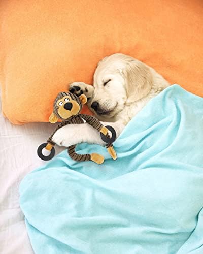 HGB Squeaky Monkey Dog Toy for Puppy & Small Dogs with Teething Rings