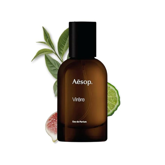 Aesop Virēre Eau de Parfum | Bergamot, Fig, and Green Tea Scent | Fresh Citrus, Green, and Woody Aroma | Unisex | 1.6 fl oz