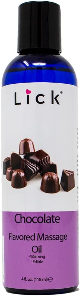 Lick Chocolate Flavored Massage Oil – Rich Dessert-Inspired Edible Massage Oil with Sweet Almond Oil & Vitamin E, Luxurious Glide for Romantic Couples Massage, 4 oz