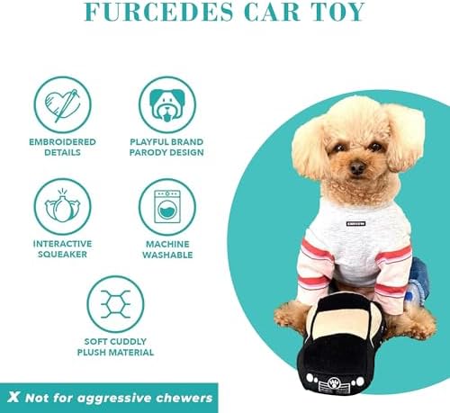 Haute Diggity Dog Furcedes Car Plush Dog Toy, Luxury Car Parody Chew Toys