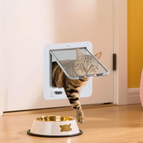 Cat Flap Door, Smart Cat Door for Interior & Exterior, Cat Flap Doors a Small Open Door for a Crate, Easy Installation Pet Doors for Cats Houses, Playpens, Cats delivery Room, etc. (White)
