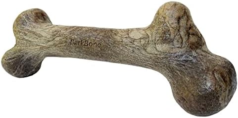 Pet Qwerks Dinosaur BarkBone - Wood Dog Bone for Moderate Chewers - Peanut Butter Flavor - 9.75"