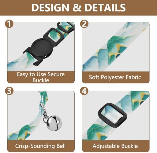 Mountains Watercolor Green Adjustable Pet Collar, 2 Pack Cat Collars with Bell