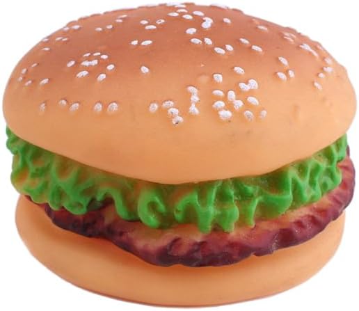 YARNOW Hamburger Squeaking Dog Toy for Small Dogs and Puppies Chew Toy with Squeaker and Crunchy Filler 3.34 X 3.34 X 2.16 in Interactive Play for Dental Care