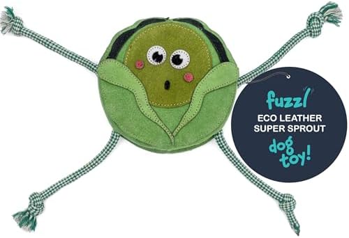 Fuzzl Eco Leather Super Sprout Natural and Tough Dog Toys - Long Lasting Chew Toys for Aggressive Chewers - Strong Dog Toy for Dogs and Puppy