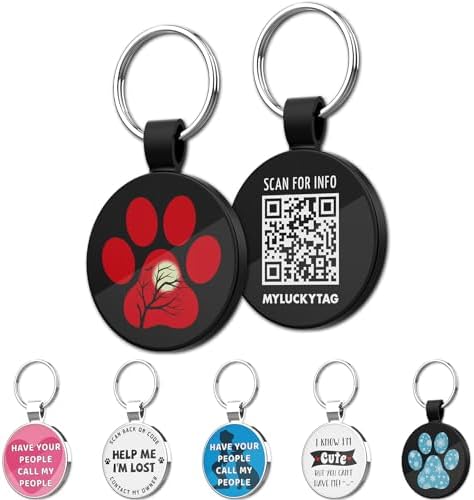MYLUCKYTAG QR Code Pet ID | Personalized Dog & Cat Collar Tag | Online Profile with Instant Scanned Location Alert Email