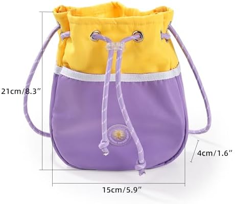 ETIAL Large Capacity Dog Treat Pouch, Waterproof Dog Walking Bag with Shoulder Strap, Built-in Poop Bag Dispenser, Drawstring Closure Dog Food Pouch for Pet Training Walking & Rewarding (Orange)
