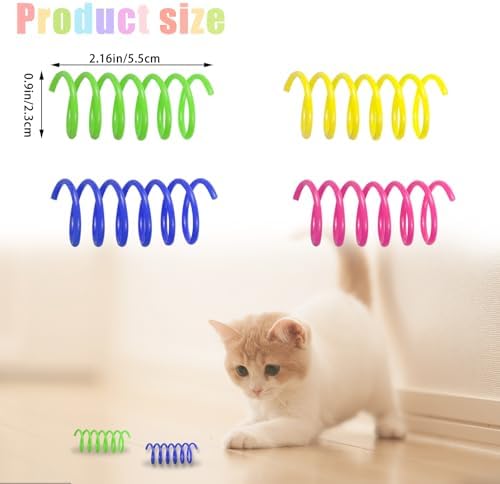 Andiker 12 Pcs Cat Spring Toys, Colorful Soft Sturdy Plastic Cat Spiral Toys with Great Elasticity Funny Interactive Cat Toys for Indoor Cats Kittens to Swat Bite Hunt (12 Pcs)