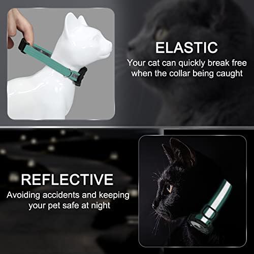 Reflective AirTag Cat Collar, Integrated Cat Collar with Air Tag Holder | Built in AirTag Holder, Adjustable 7-13in for Cats, Kittens and Puppies, Safety Elastic Band, Reflective for Night Walking