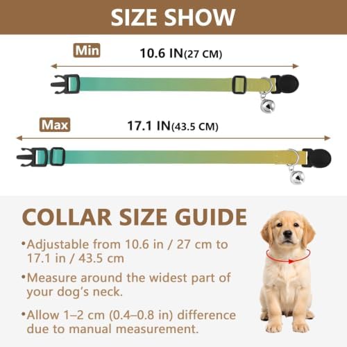 Turquoise Yellow Gradient Adjustable Buckle Pet Collars 2 Pack Soft Cat Collar