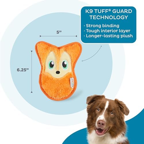 Outward Hound Durablez Minis Tough Chew Plush Squeaky Dog Toy, Fox, 6.3"