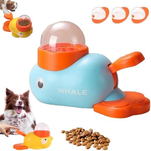 Cat Treat Slot Machine, Duck Cat Treat Dispenser, Pet Dog Slow Puzzle Feeder, for Dogs & Cats, Interactive Slow Feeder Toy (Blue)