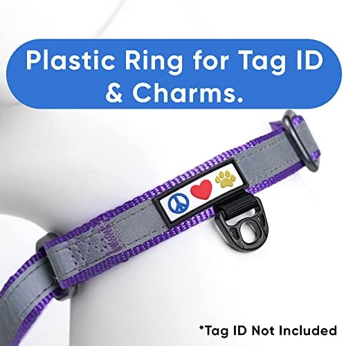 Pawtitas Customized Martingale Dog Collar Reflective Reflective Dog Collar Embroidered Personalized Name Phone Number Adjustable for Puppies Small Medium Large Size Dogs Large Purple
