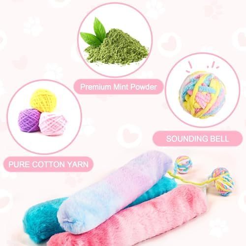 Cat Kicker Toy Large 3pcs, Cat Catnip Toys with Bell