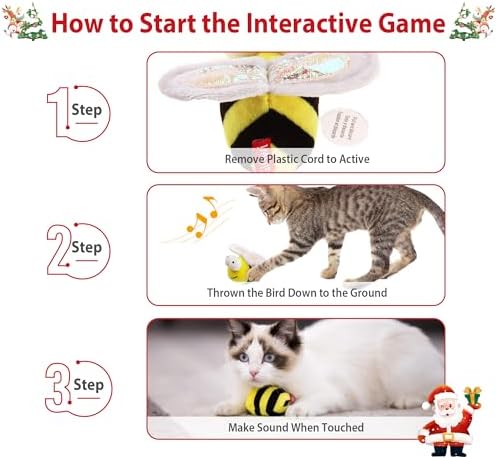 Gigwi Interactive Squeaking Cat Toy，Chirpy Bee Sound Toy for Cats，Melody Chaser Play Squeak Kitten Toys for Boredom