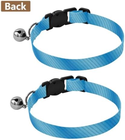 Blue Striped Gradient Dog Bell Collar 2 Pack Kitten Collars Adjustable 10.6 to 17.1 Inches