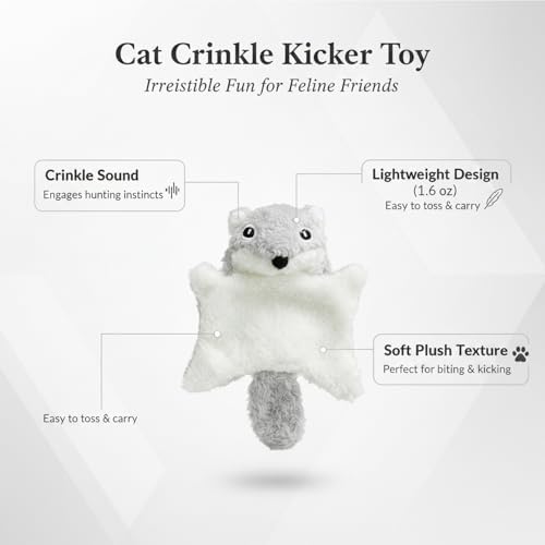 Plush Cat Kicker Toy with Crinkle Texture, Lightweight Interactive Chase Toy for Indoor Cats, Soft Stuffed Pet Plaything (1 Pack)