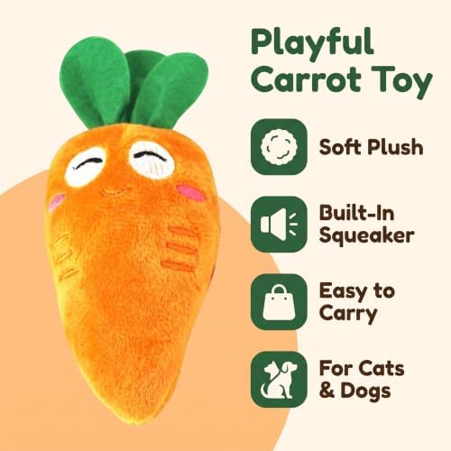 4Pcs Carrot Dog Toys with Multi-Squeakers - Soft Plush Chew Toys for Puppies and Cats, Interactive Bite-Resistant Pet Supplies, Cute Carrot-Shaped Cat/Dog Toy