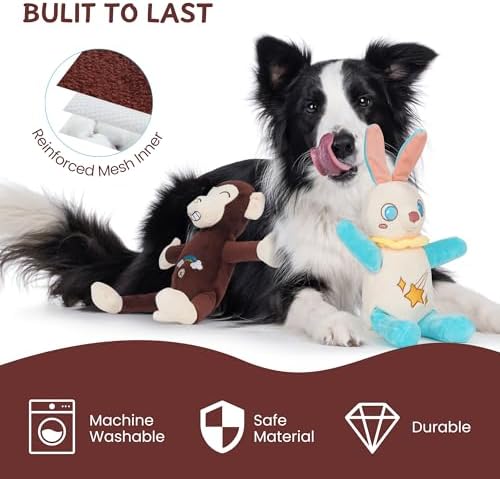 Nocciola Tearable Pull Rip Apart Dog Toys with Squeaker & Crinkle - Interactive Stuffed Plush Puzzle Enrichment Chew Toys for Small Medium Large Breeds