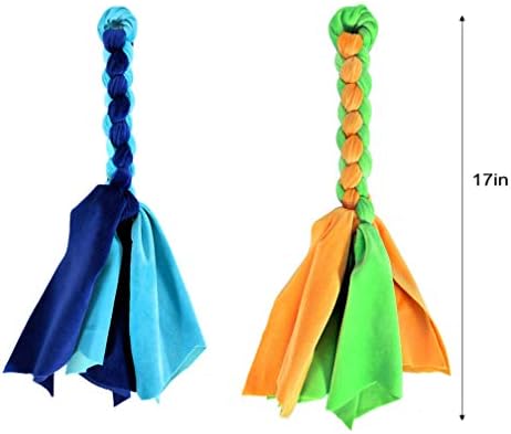 Interactive Dog Toys - Extendable Flirt Pole with 2pcs Fleece Lure Tugs for Dog Outdoor Entertainment, Train and Exercise, New Blue
