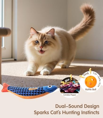 PetBusy Cat Toys with [5000 mg A+Natural Catnip & Silvervine] Kicker Fun | [Crinkle &Bell] [Baby Grade] Soft Interactive Cat Toy for Indoor Cats & Kittens All Breeds for Kicking, Chewing &Cuddling