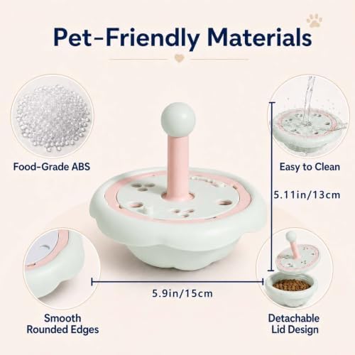 Cat Puzzle Feeder Toy, Adjustable Treat Dispenser, Green
