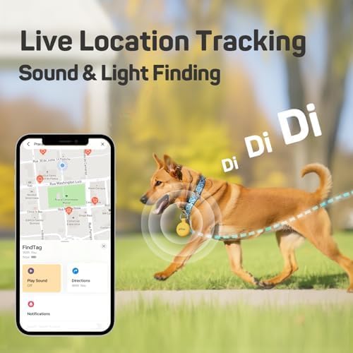 Plike Find Tag with QR Pet ID, Works with Apple Find My (iOS Only), Silicone Bluetooth Collar Tracker for Cats & Small Dogs, IP67 Waterproof, No Monthly Fee