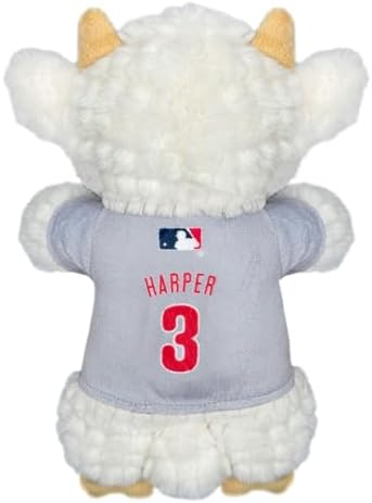 MLBPA Bryce Harper Goat Plush Toy for Dogs and Cats with Squeaker, Wearing a Team Player Jersey! MLB Philadelphia Phillies Fun & Sporty Goat Shaped Dog Chew Toy, Interactive Pet Toy