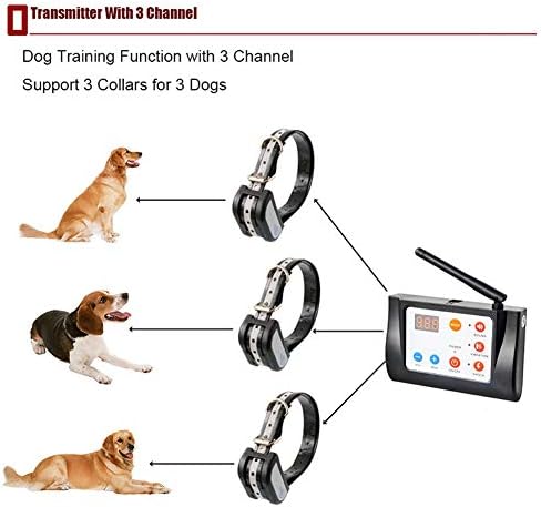 Dog Fence Wireless & Training Collar 2 in 1 System,Safe Outdoor Electric Pet Containment System,Beep/Vibration/Shock Collars with Remote, Waterproof and Rechargeable Transmitter and Collar,for3dogs