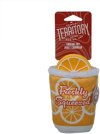 Territory 2 in 1 Plush Squeaker Removable Natural Rubber Fetch Dog Toy for Small Medium Large Dog Toys, Lemonade