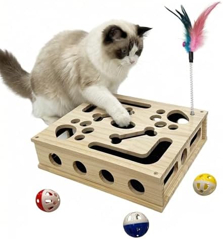 Cat Scratch Puzzle Enrichment Box, Cat Nail File Enrichment Box Sandpaper, Interactive Cats Treat Toy Stress Free, Scratchers that Trim Nails