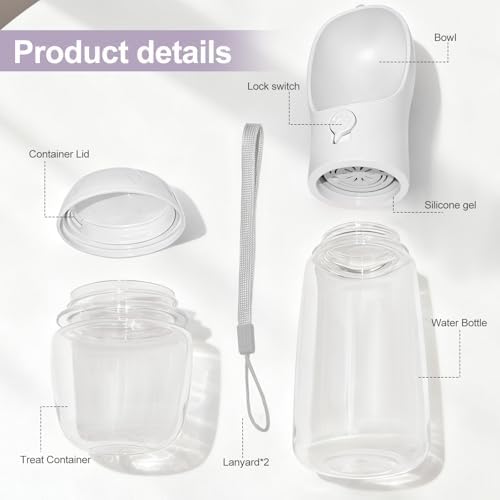 Portable Dog Water Bottle with Food Container, Drinking Bottle for Travel