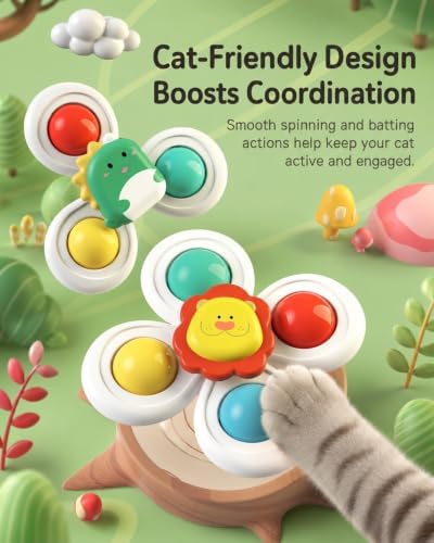 Cat Suction Cup Spinner Toy 3PCS Strong Suction 360° Spin Stick Anywhere