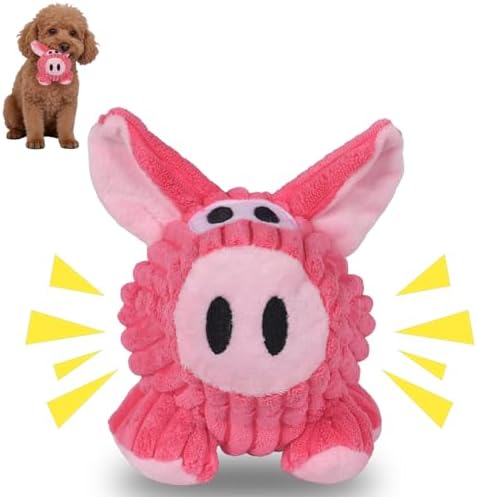 Pink Pig Squeaky Dog Toy, Plush Chew Resistant