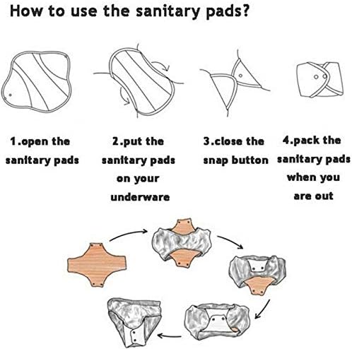 Regular Flow Women Daily Use Cloth Reusable Menstrual Pads Sets Including 1pc Mini Wet Bag and 6pcs Regular Flow Menstrual Mama Pads Cloth Sanitary Napkins