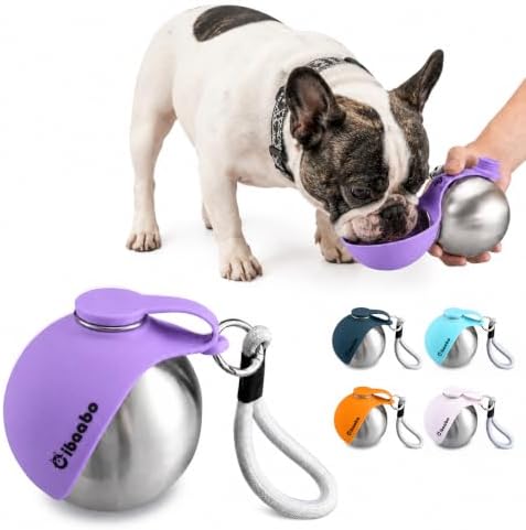 Cibaabo Portable Dog Water Bottle with Collapsible Silicone Bowl 10 oz
