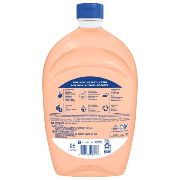 Softsoap Juicy Peach Liquid Hand Soap, Kitchen and Bathroom Hand Soap, Rich Fruity Scent, 50 fl oz Refill Bottle (Pack of 2)