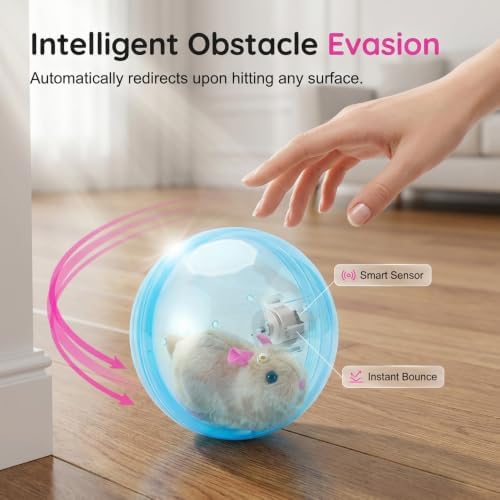 BAUFIX 2026 Upgraded Self-Rolling Interactive Cat Ball (Pink, Hamsters A)