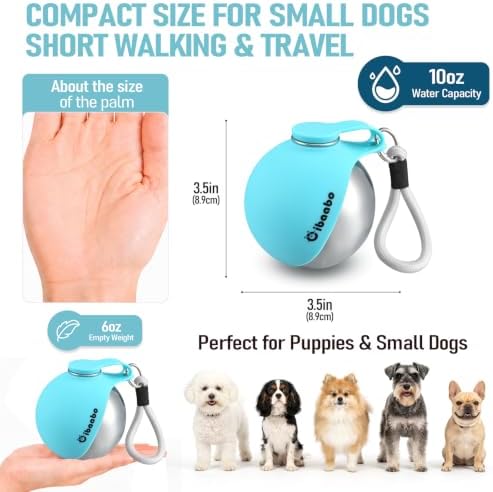 Cibaabo Portable Dog Water Bottle with Collapsible Silicone Bowl 10 oz