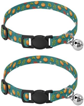 Orange White Pumpkins Dog Bell Collar 2 Pack Cat Collar Adjustable 10.6 to 17.1 Inches