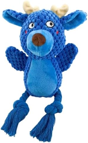 Plush Squeaky Knot Dog Toys, Interactive Chew Toys (Blue Deer)